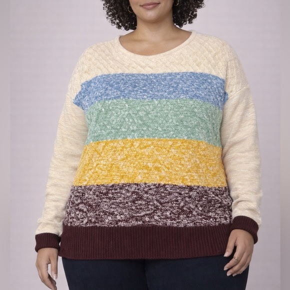 St. John's Bay Sweaters - St. John’s Bay Multicolor Stripe Knit Sweater – Size XL